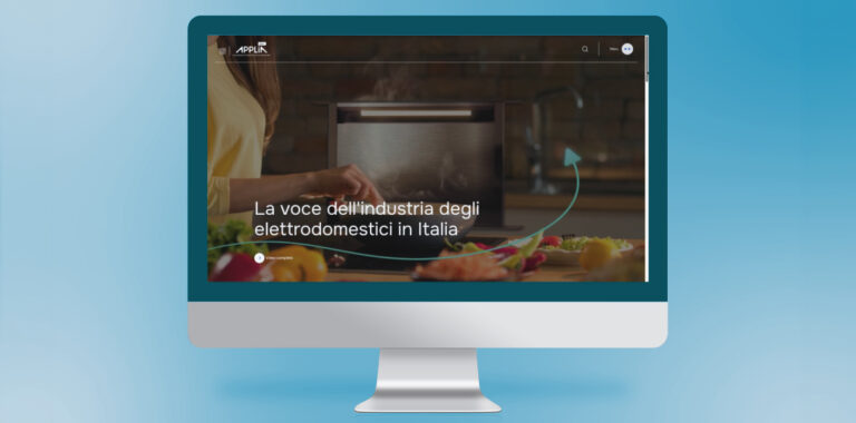 Computer che mostra il nuovo sito di APPLiA Italia, designed by Nexus Web Agency
